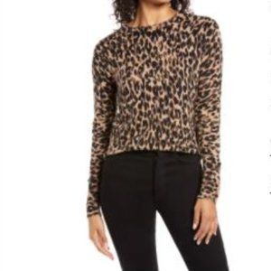 Halogen® Crewneck Sweater TAUPE ANIMALIA PRINT